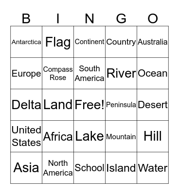 Geography Bingo Card