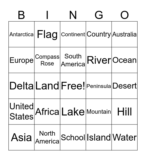 Geography Bingo Card