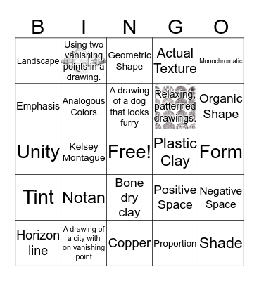 Ms. Kerr's Art Review Bingo Card