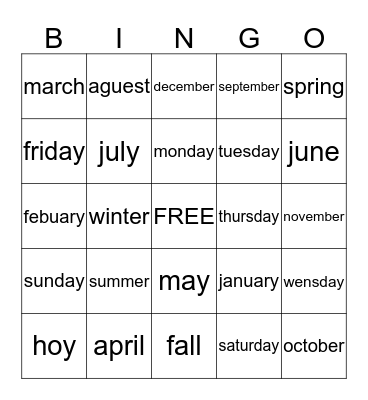 Untitled Bingo Card