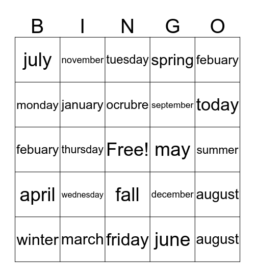 Untitled Bingo Card