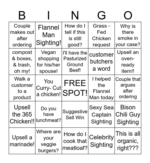 Meat Team Bingo!  Bingo Card