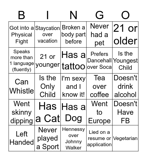 UTISA MINGLE Bingo Card