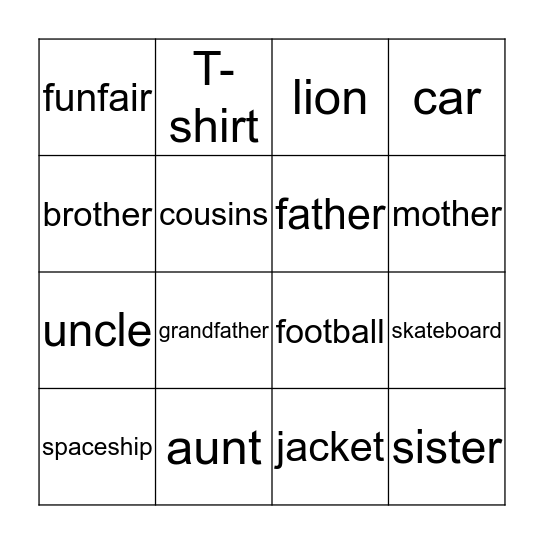 Unit 1 Bingo Card