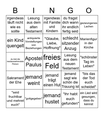 The Wedding pt. 2 Bingo Card