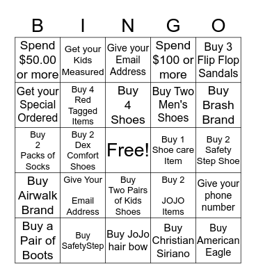 Receive 20% off your Purchase with Payless Bingo  Bingo Card
