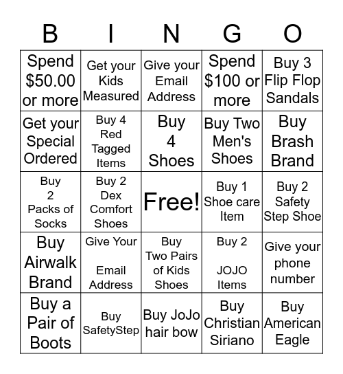 Receive 20% off your Purchase with Payless Bingo  Bingo Card