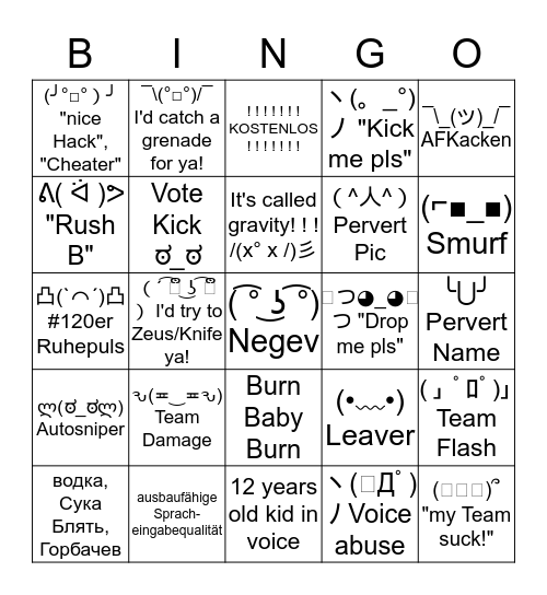 CS:GO  Bingo Card