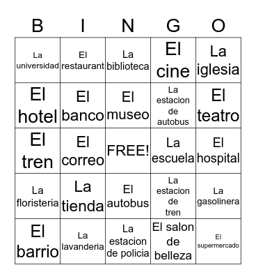 City Life / Vida en la ciudad Bingo Card