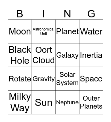 Space Bingo Card