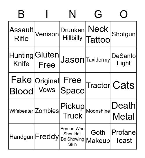 Alyssa's Wedding Bingo Card