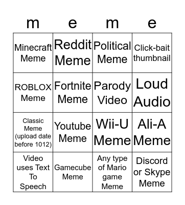 Meme Bingo Card