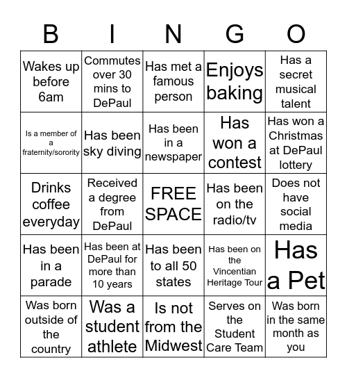 Area Meeting Bingo Card