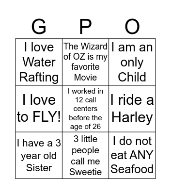 Get to Know Bingo Card