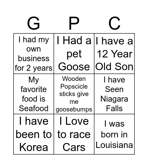 Get to Know Bingo Card