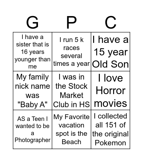 Get to Know Bingo Card