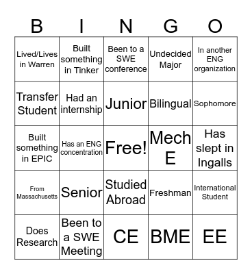 SWE Bingo Card