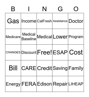 Utility Programs Bingo Card