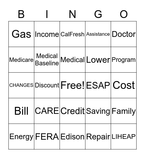 Utility Programs Bingo Card