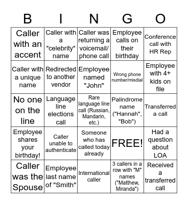 Open Enrollment Bingo! Bingo Card