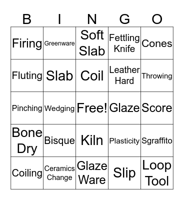 Ceramics Vocabulary Bingo Card