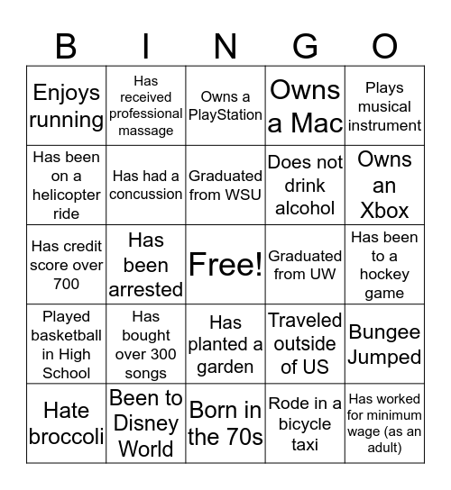 Untitled Bingo Card