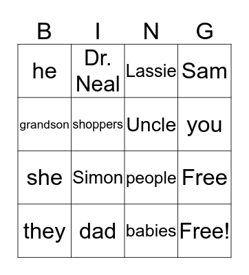 Agreement Gears- Nouns and Verbs Bingo Card