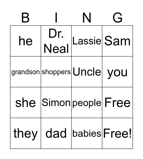 Agreement Gears- Nouns and Verbs Bingo Card