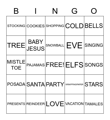 Christmas BINGO Card