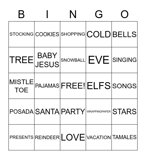 Christmas BINGO Card