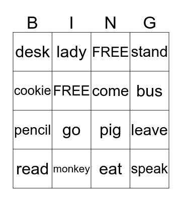 Modify Pie nouns/adj verbs/adverb Bingo Card