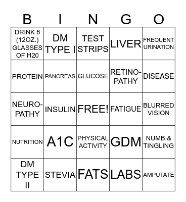 DiaBingo Card