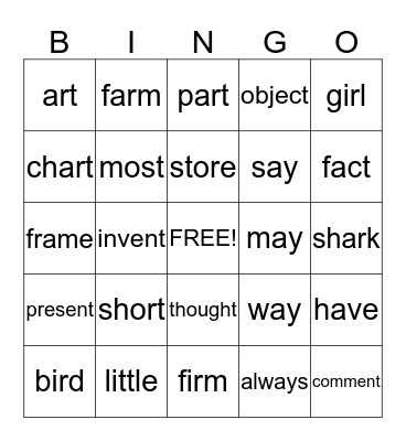 Unit 14 BINGO Card