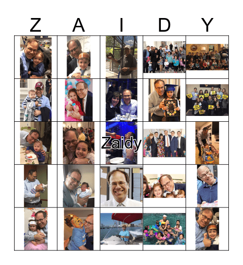 Zaidy's 60th Birthday Bingo Card