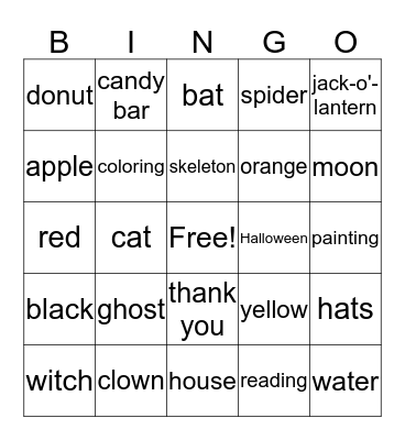 Halloween Bingo Card