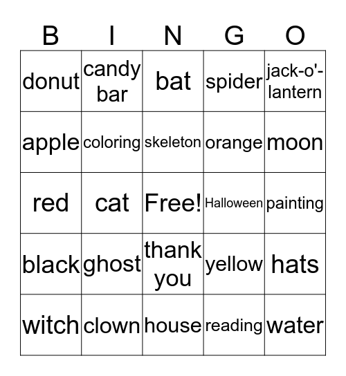 Halloween Bingo Card