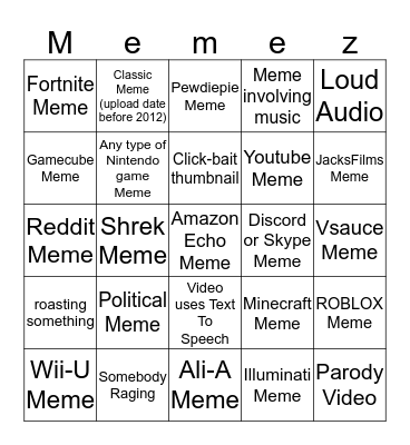 Meme Bingo Card