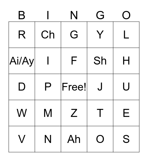 Pronunciation Bingo! Bingo Card