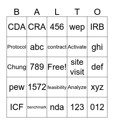 Balto Bingo Card