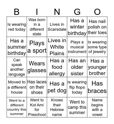 Find Someone Who... Bingo Card