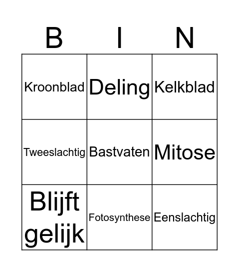 4G H2 Planten Bingo Card