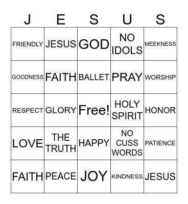 JESUS Bingo Card