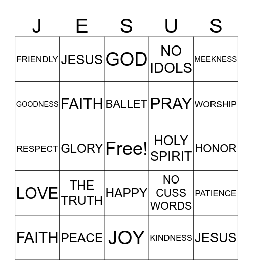 JESUS Bingo Card