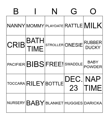 BABY BINGO Card