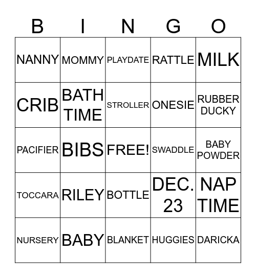 BABY BINGO Card
