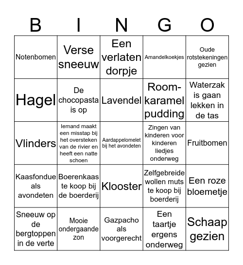 Spanje Bingo Card