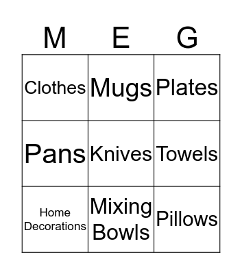 Bridal Shower Bingo Card