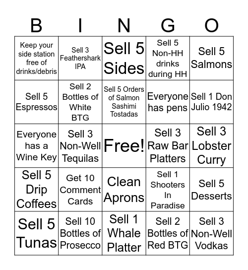 Floor Bingo Card