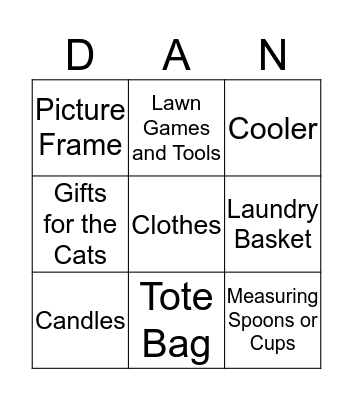 Bridal Shower Bingo Card