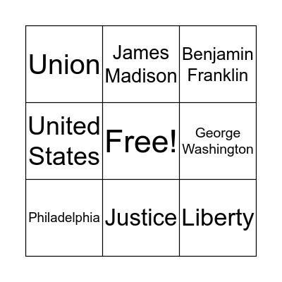 Constitution Day Bingo Card